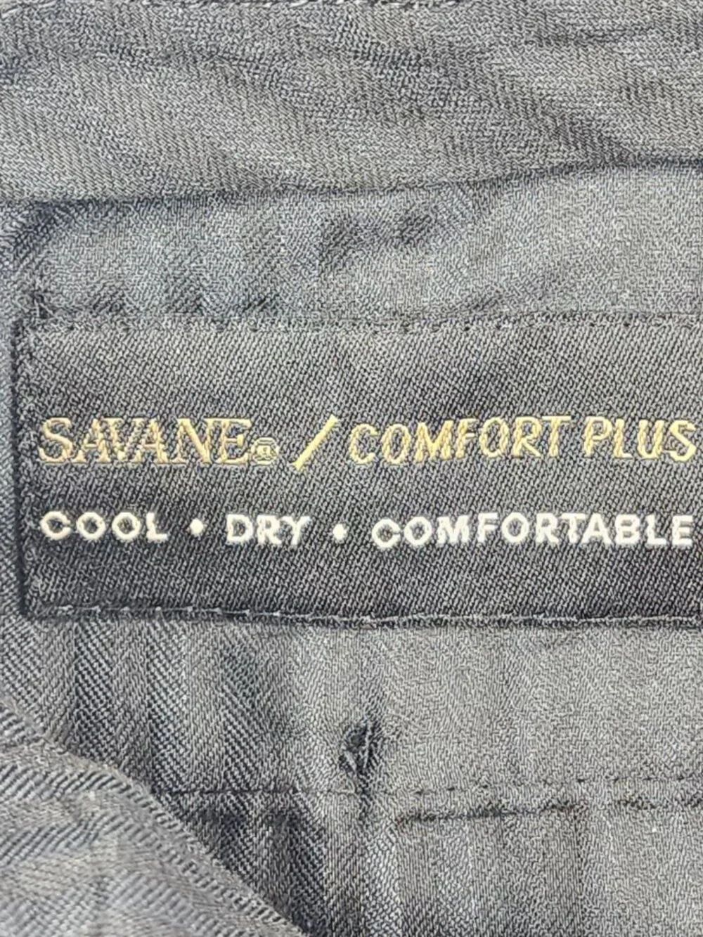 VTG Savane Mens 34x29 Black Comfort Plus Stretch Waist Pleated Dress Pants Flaw